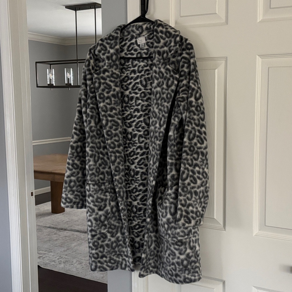 a new day Gray Leopard Print Pea Coat